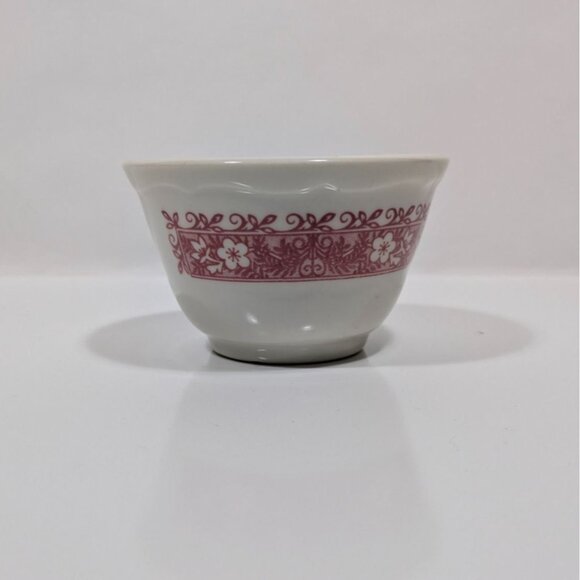 Syracuse Strawberry Hill Custard Cup White Red Floral Mid-Century Collectible - Picture 7 of 11